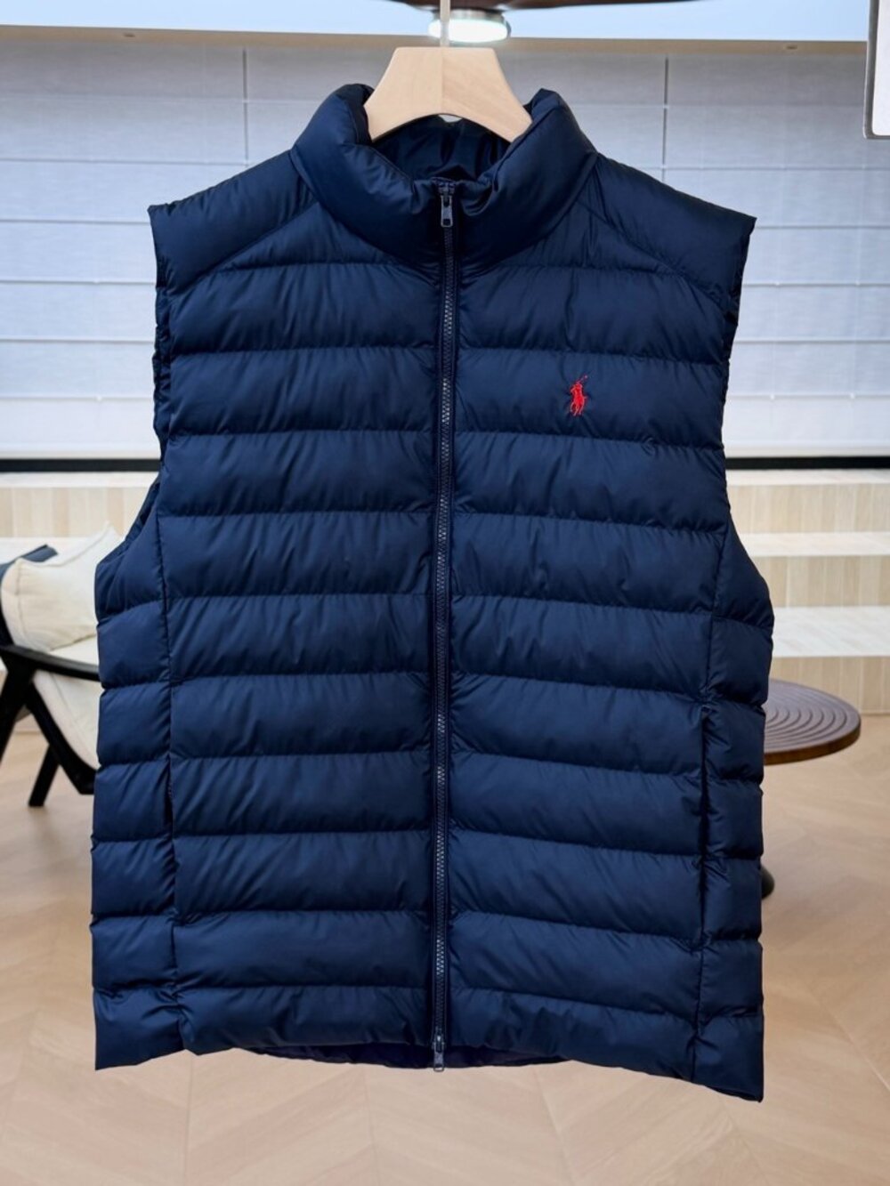 Polo Ralph Lauren Navy Stand Collar Full Zip Puffer Gilet